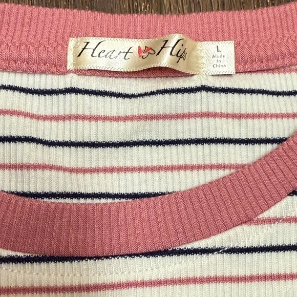 Y2K Style Women’s Cropped Baby Tee With Mauve and Black Stripes Lettuce Edge LG - Picture 4 of 6